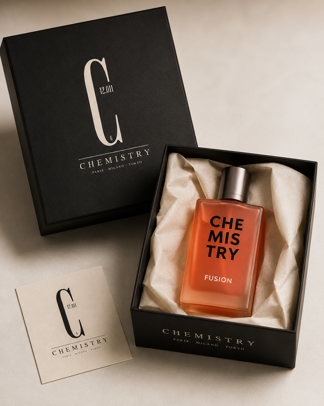 Chemistry fragrance gift box with the Fusion bottle